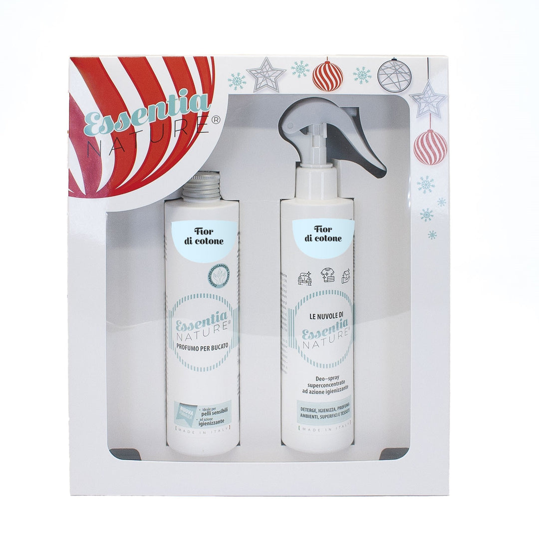 Gift Box Nuvole Spray Igienizzante profumato + Profumo Bucato 250 ml - Fior di Cotone