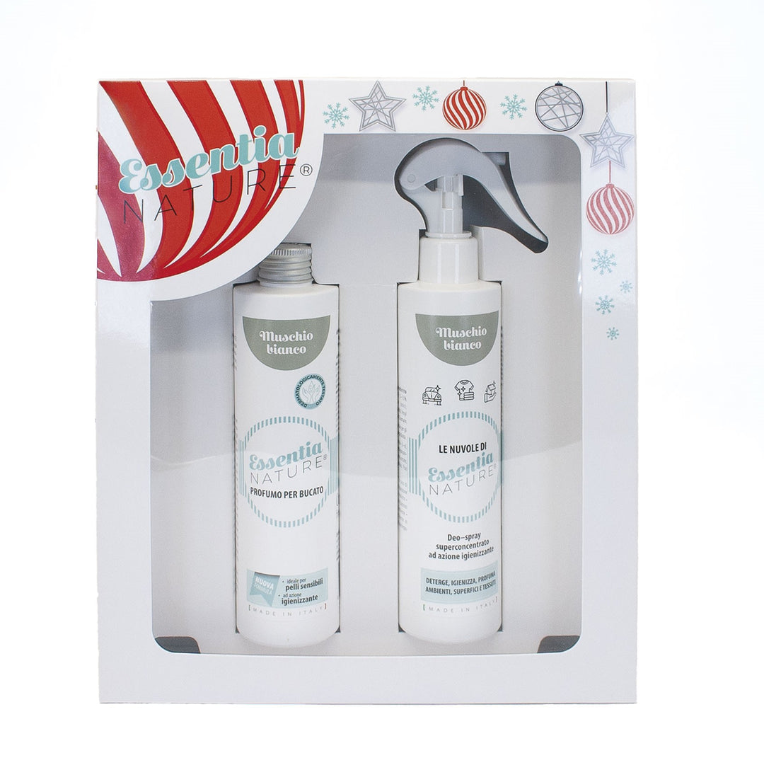 Gift Box Nuvole Spray Igienizzante profumato + Profumo Bucato 250 ml - Muschio Bianco