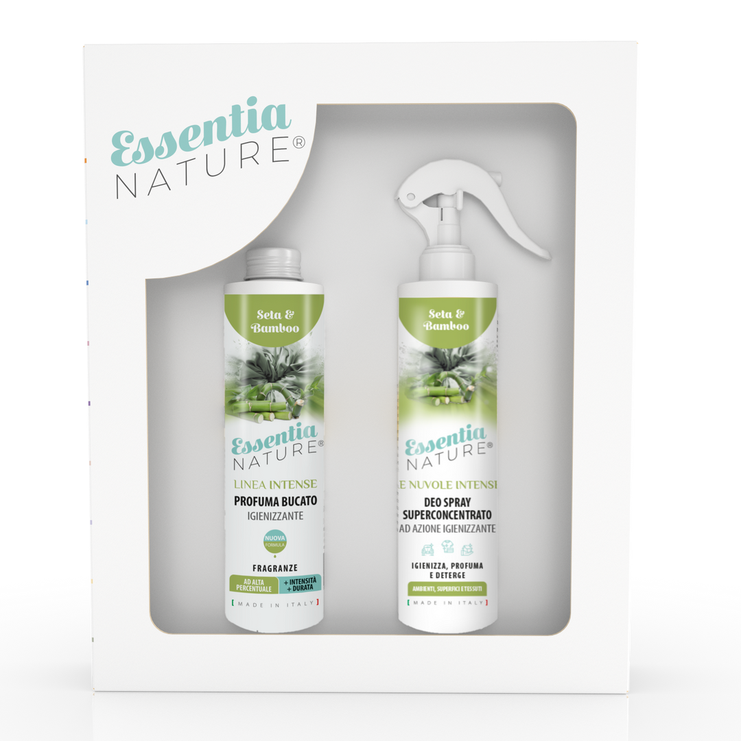 Gift Box Nuvole Spray Igienizzante profumato + Profumo Bucato 250 ml - Seta e Bamboo