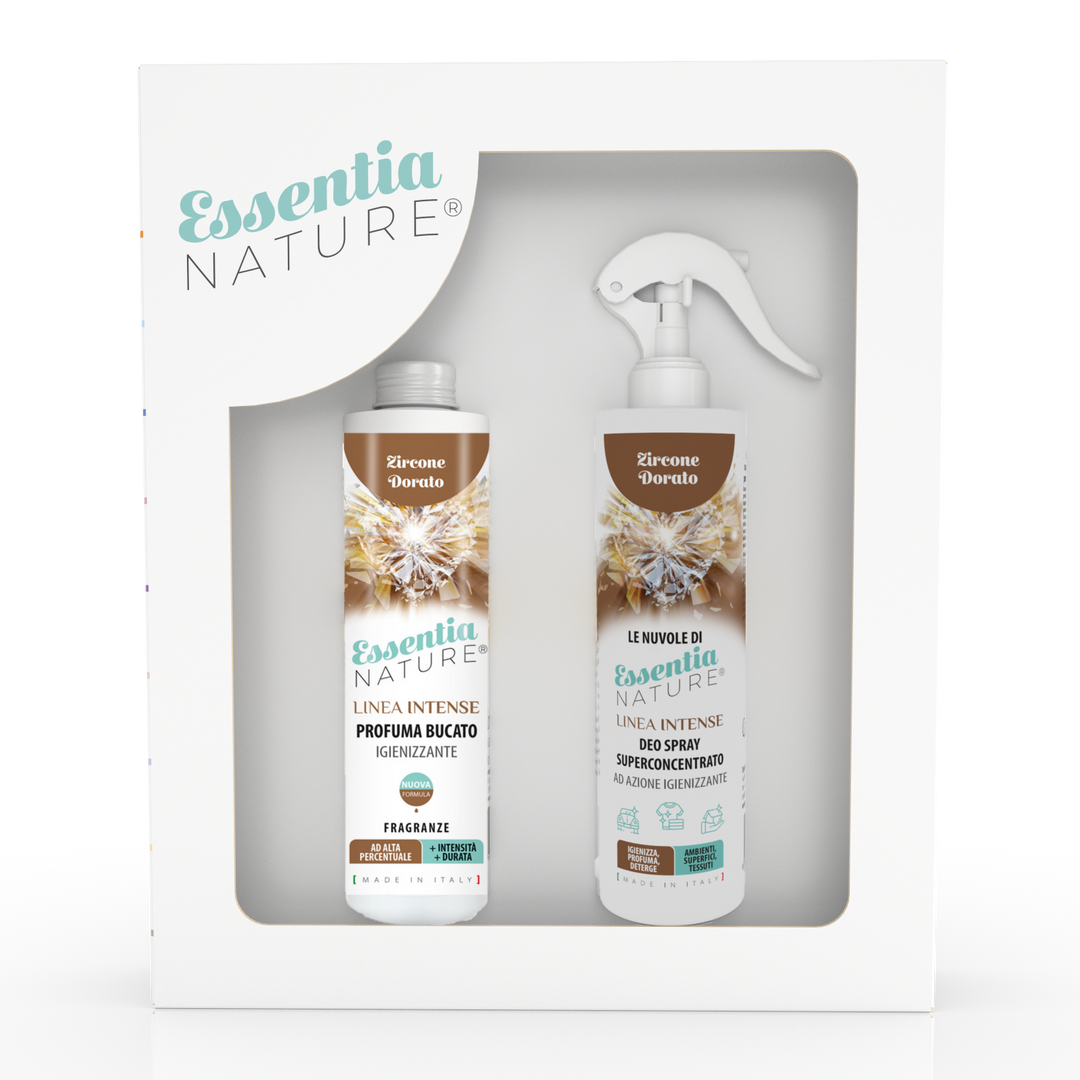 Gift Box Nuvole Spray Igienizzante profumato + Profumo Bucato 250 ml - Zircone Dorato