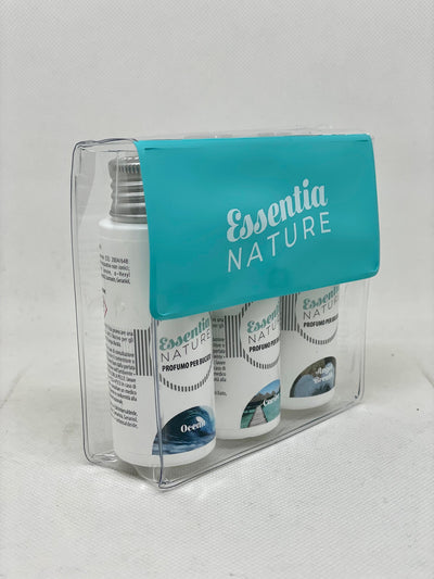 Essentia Luxury Gift Pouch containing 3 bottles of 50 ml Fragrances: Ocean - Angel Breath - Caribe